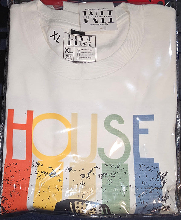 House Music Retro (XL White Promo Shirt)
